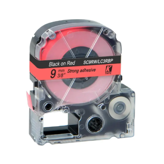 Epson Tape – LK3RBP Black on Red