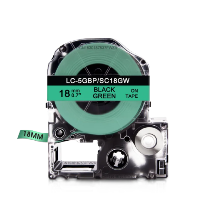 Epson Tape – LK5GW Black on Green