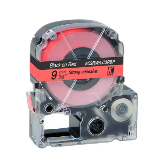 Epson Tape – LK3RBP Black on Red