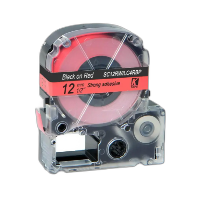 Epson Tape – LK4RBP Black on Red