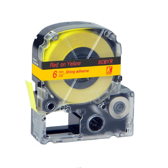 Epson LK-2YR Red on Yellow