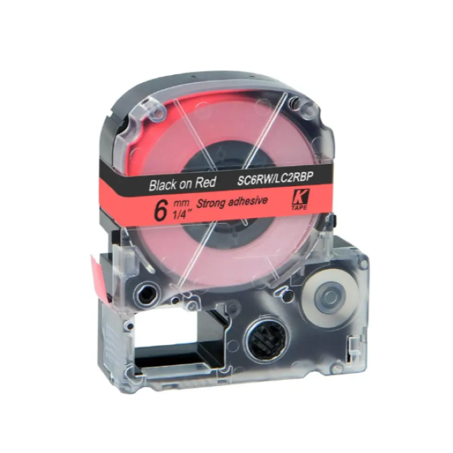 Epson LK-2RBP Black on Red
