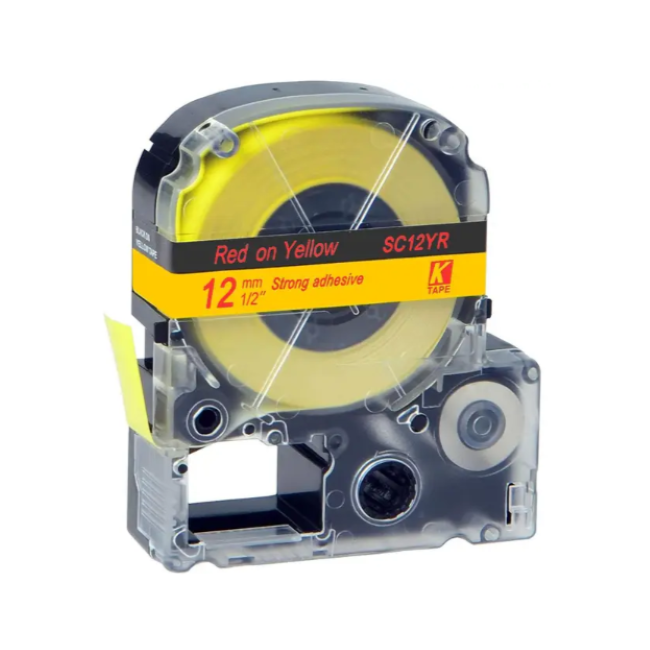 Epson LK-4YR Red on Yellow
