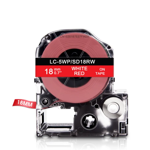 Epson LK-5WP White on Red